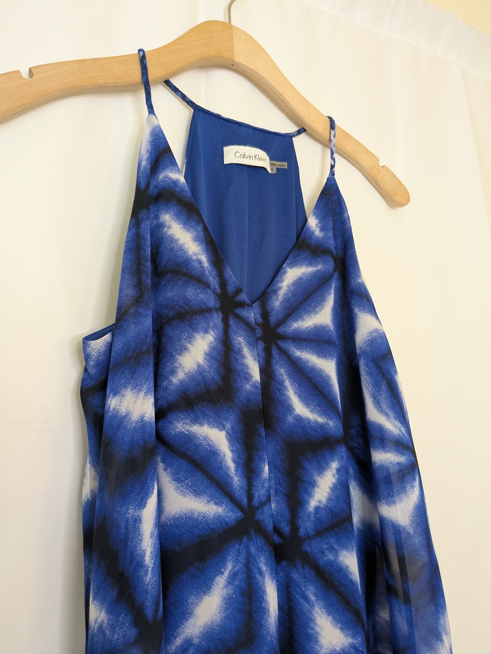 Calvin Klein Blue and White Geometric Slip Dress - Picture 3 of 6
